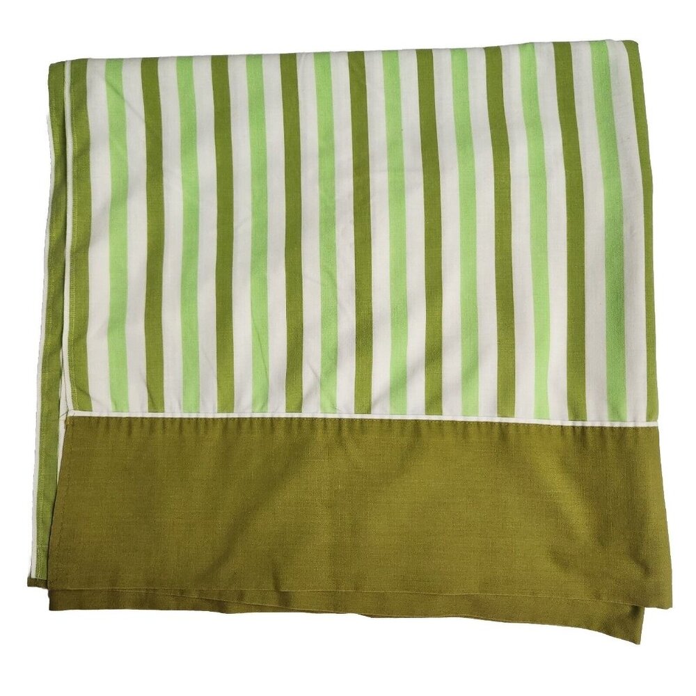 Vintage Fashion Manor Percale MCM Green Mod Twin Striped Flat Sheet 72 x 108